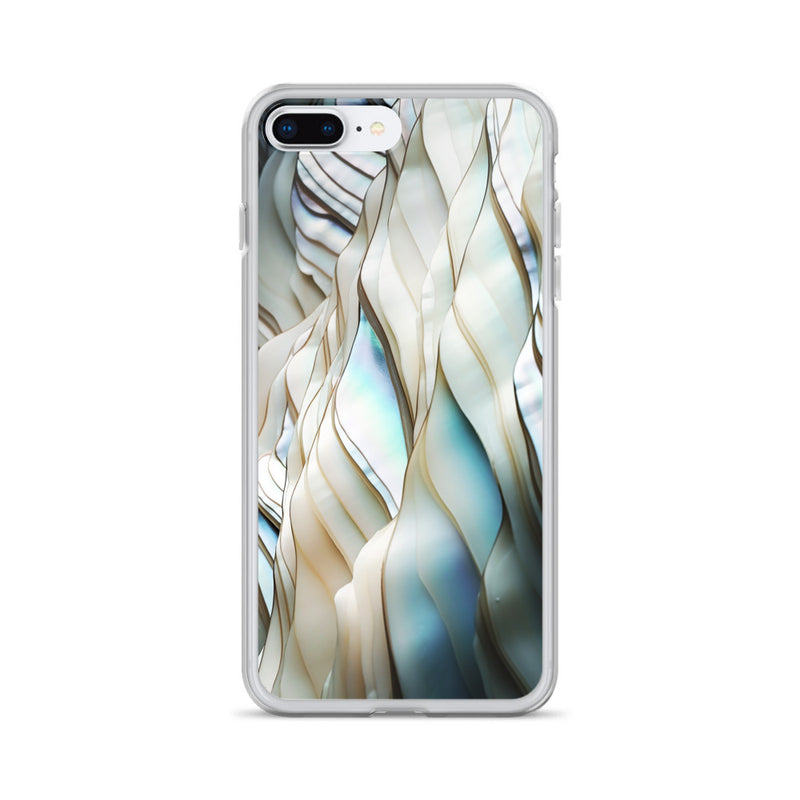 Load image into Gallery viewer, Cream Blue White Pearl iPhone Clear Thin Case CREATIVETECH
