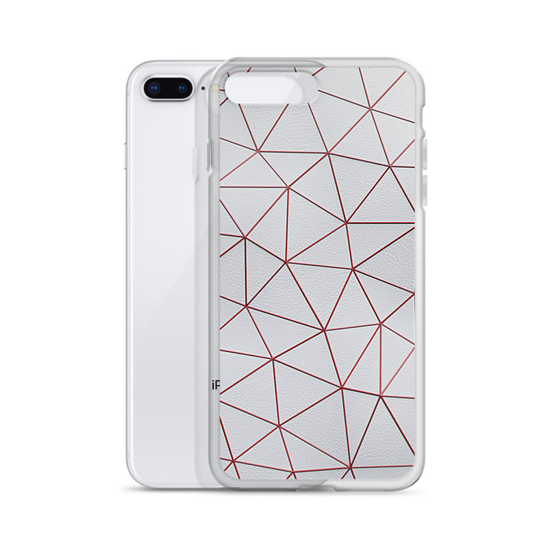 Load image into Gallery viewer, Red Polygon White Leather iPhone Clear Thin Case CREATIVETECH