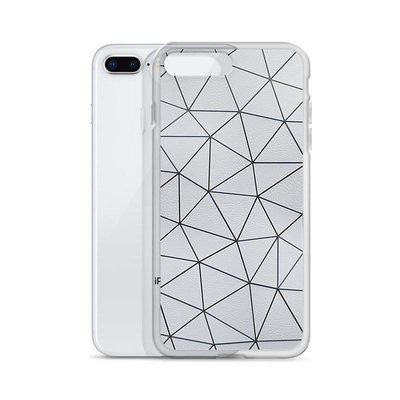 Load image into Gallery viewer, Black Polygon White Leather iPhone Clear Thin Case CREATIVETECH
