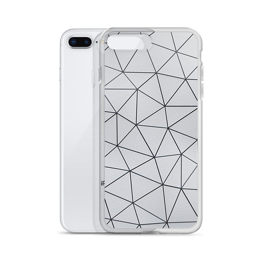 Black Polygon White Leather iPhone Clear Thin Case CREATIVETECH