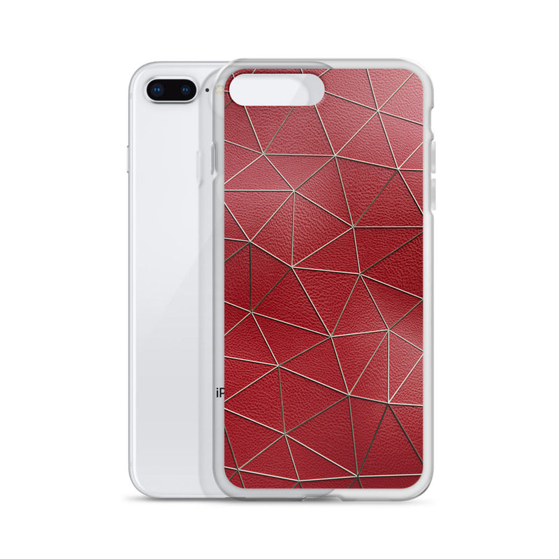 Load image into Gallery viewer, Golden Polygon Red Leather iPhone Clear Thin Case CREATIVETECH
