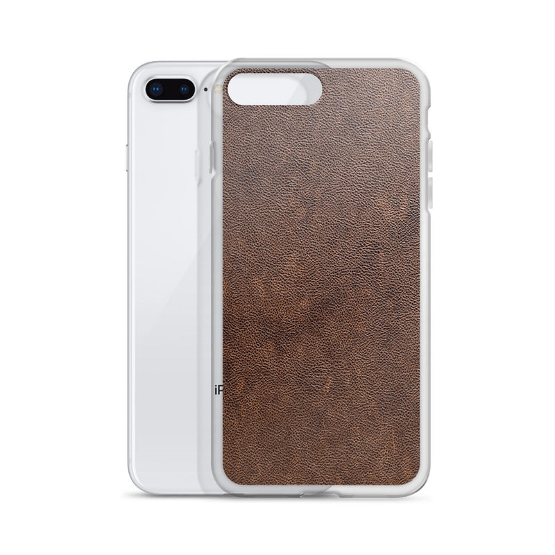 Load image into Gallery viewer, Light Brown Leather iPhone Clear Thin Case CREATIVETECH
