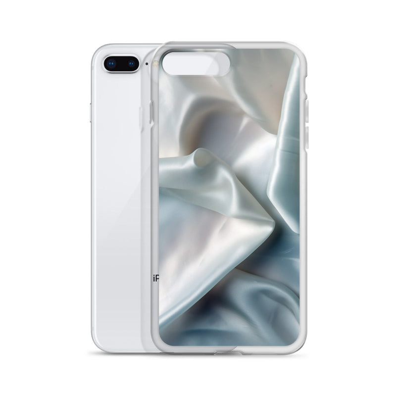 Load image into Gallery viewer, White Satin Pearl Cloth iPhone Clear Thin Case CREATIVETECH
