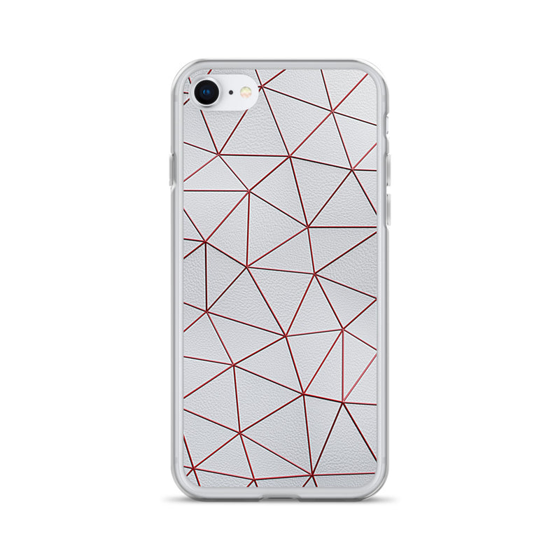 Load image into Gallery viewer, Red Polygon White Leather iPhone Clear Thin Case CREATIVETECH