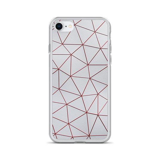 Red Polygon White Leather iPhone Clear Thin Case CREATIVETECH