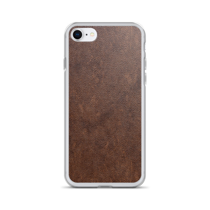 Load image into Gallery viewer, Light Brown Leather iPhone Clear Thin Case CREATIVETECH