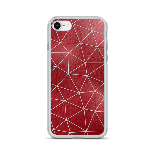 White Polygon Red Leather iPhone Clear Thin Case CREATIVETECH