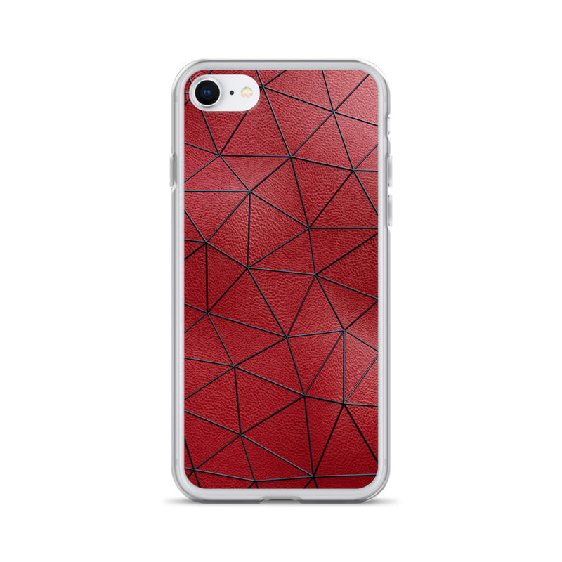 Load image into Gallery viewer, Black Polygon Red Leather iPhone Clear Thin Case CREATIVETECH
