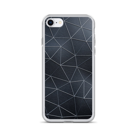 Silver Polygon Black Leather iPhone Clear Thin Case CREATIVETECH