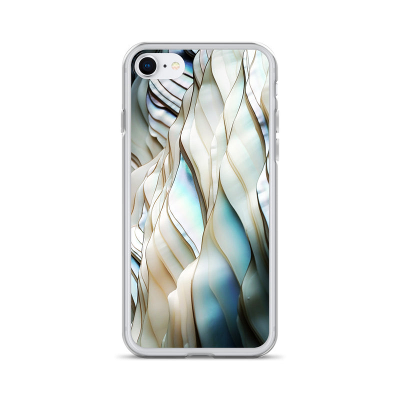 Load image into Gallery viewer, Cream Blue White Pearl iPhone Clear Thin Case CREATIVETECH
