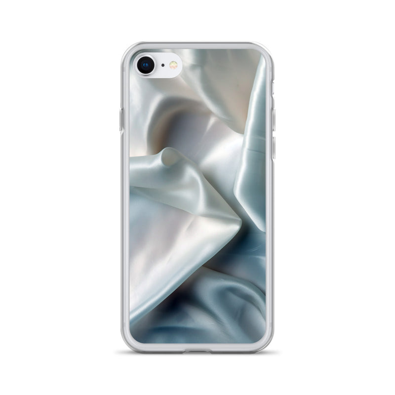 Load image into Gallery viewer, White Satin Pearl Cloth iPhone Clear Thin Case CREATIVETECH