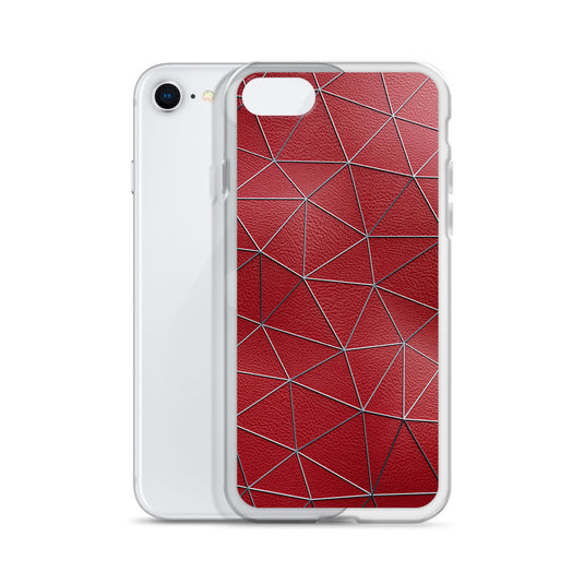 Silver Polygon Red Leather iPhone Clear Thin Case CREATIVETECH