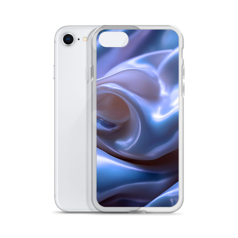 Load image into Gallery viewer, Blue Satin Pearl Cloth iPhone Clear Thin Case CREATIVETECH
