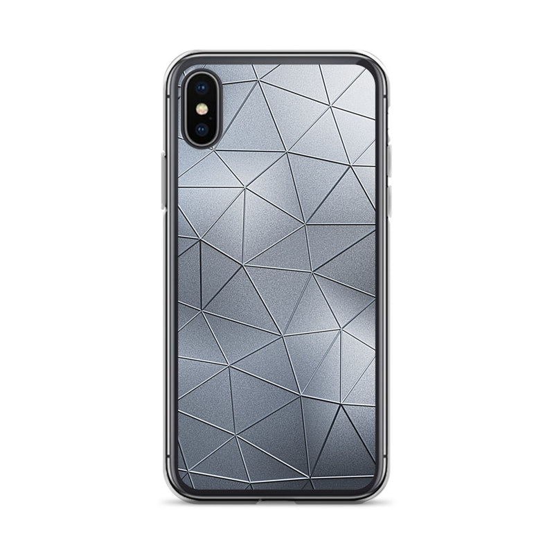 Load image into Gallery viewer, Silver Metal Polygon iPhone Clear Thin Case CREATIVETECH
