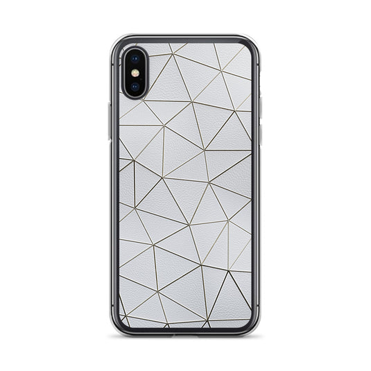 Gold Polygon White Leather iPhone Clear Thin Case CREATIVETECH