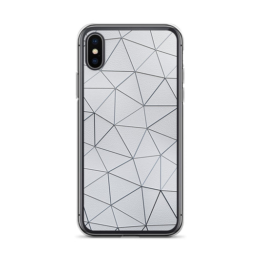 Silver Polygon White Leather iPhone Clear Thin Case CREATIVETECH