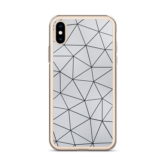 Black Polygon White Leather iPhone Clear Thin Case CREATIVETECH