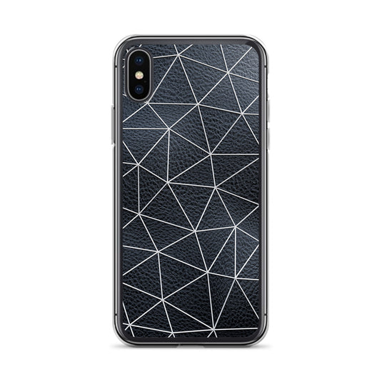 White Polygon Black Leather iPhone Clear Thin Case CREATIVETECH