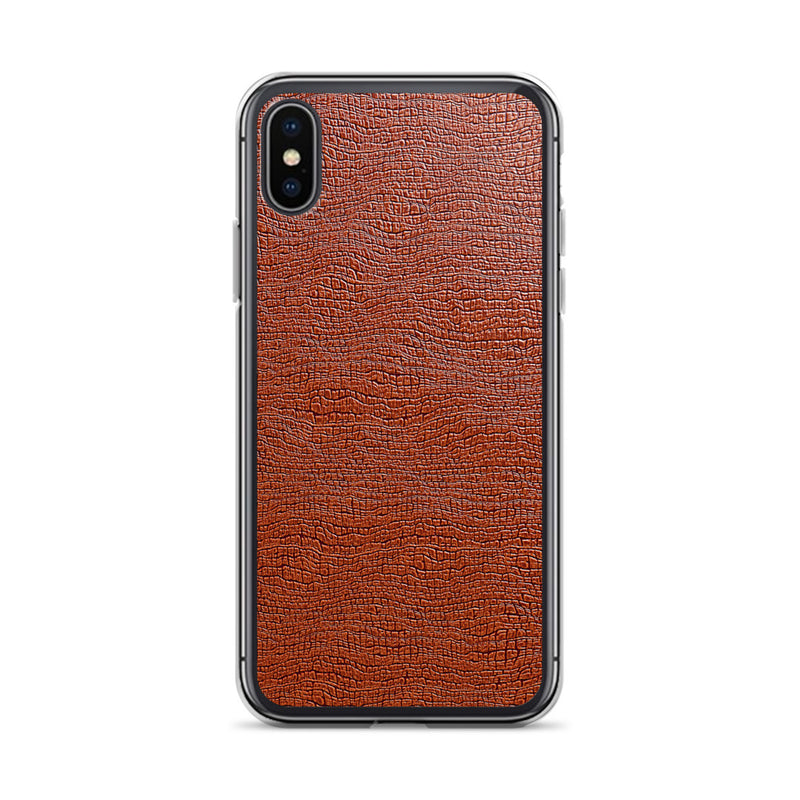 Load image into Gallery viewer, Exotic Brown Leather iPhone Clear Thin Case CREATIVETECH
