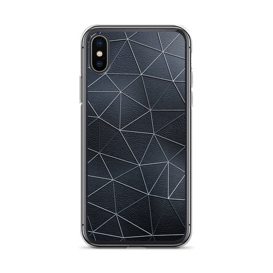 Silver Polygon Black Leather iPhone Clear Thin Case CREATIVETECH