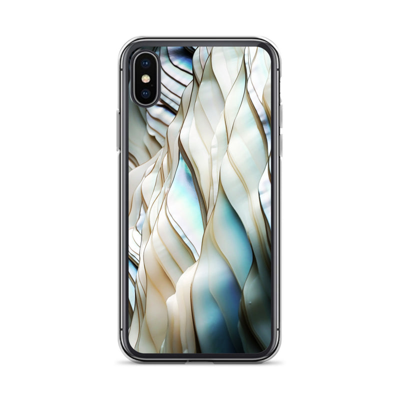 Load image into Gallery viewer, Cream Blue White Pearl iPhone Clear Thin Case CREATIVETECH
