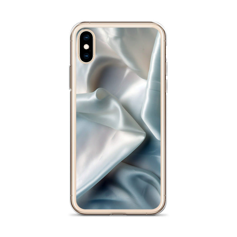 Load image into Gallery viewer, White Satin Pearl Cloth iPhone Clear Thin Case CREATIVETECH
