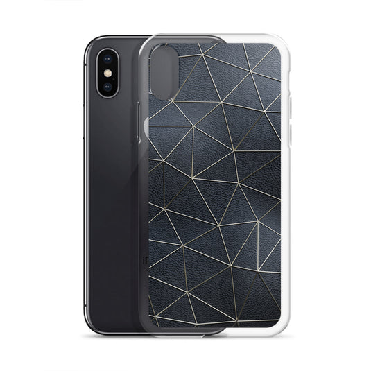 Golden Polygon Black Leather iPhone Clear Thin Case CREATIVETECH