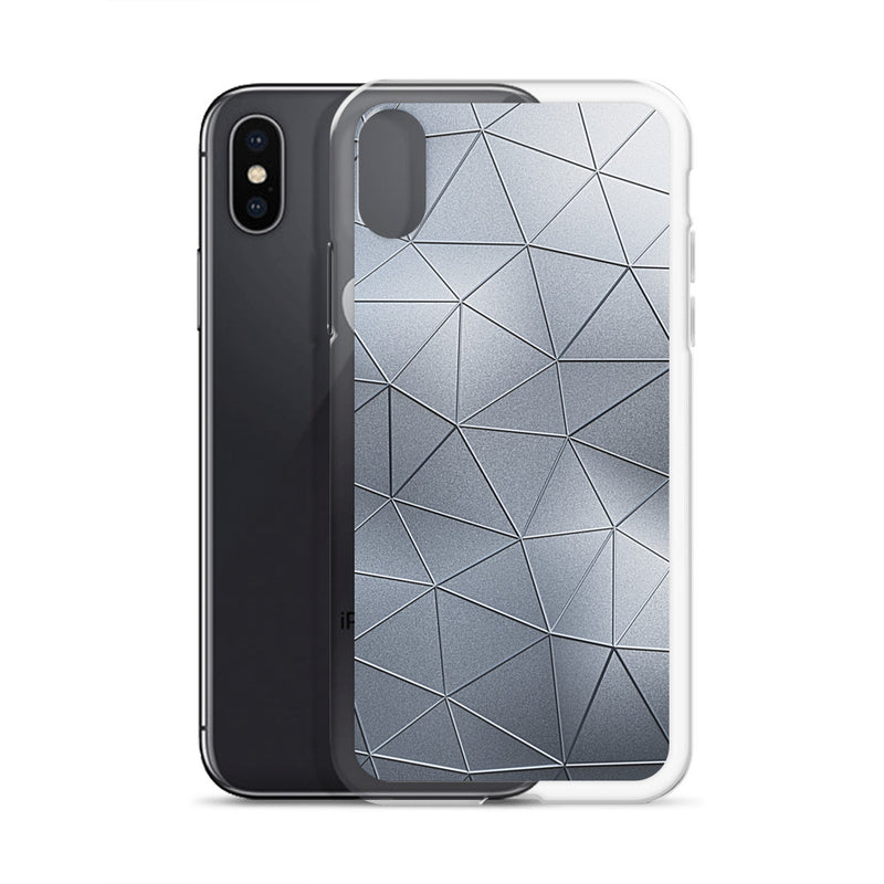 Load image into Gallery viewer, Silver Metal Polygon iPhone Clear Thin Case CREATIVETECH
