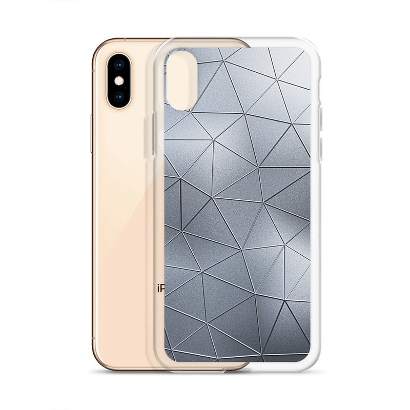 Load image into Gallery viewer, Silver Metal Polygon iPhone Clear Thin Case CREATIVETECH
