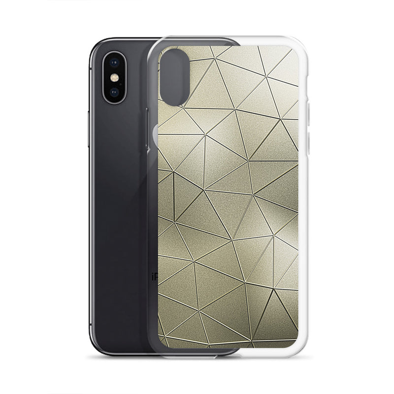 Load image into Gallery viewer, Golden Metal Polygon iPhone Clear Thin Case CREATIVETECH
