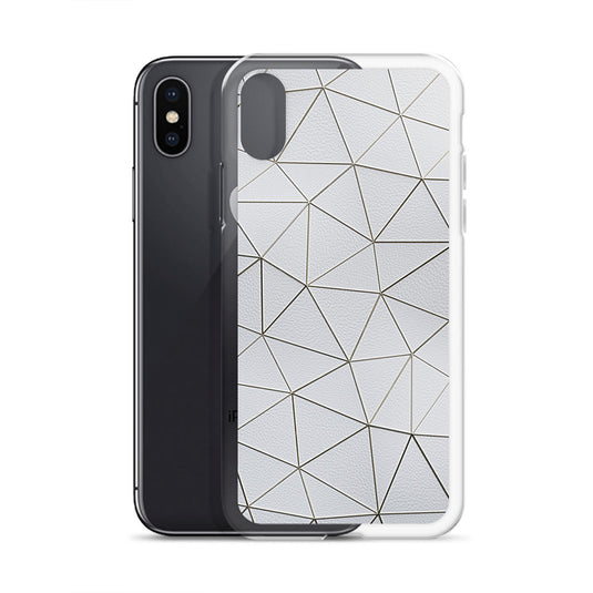 Gold Polygon White Leather iPhone Clear Thin Case CREATIVETECH