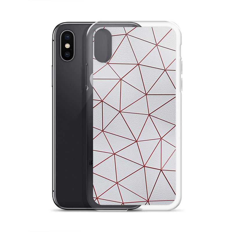 Load image into Gallery viewer, Red Polygon White Leather iPhone Clear Thin Case CREATIVETECH
