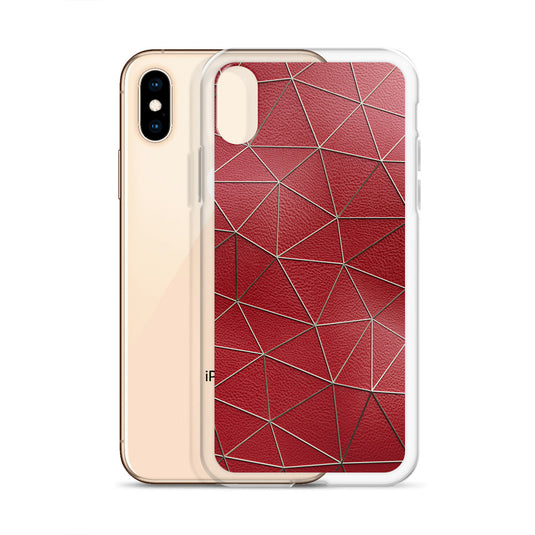 Golden Polygon Red Leather iPhone Clear Thin Case CREATIVETECH