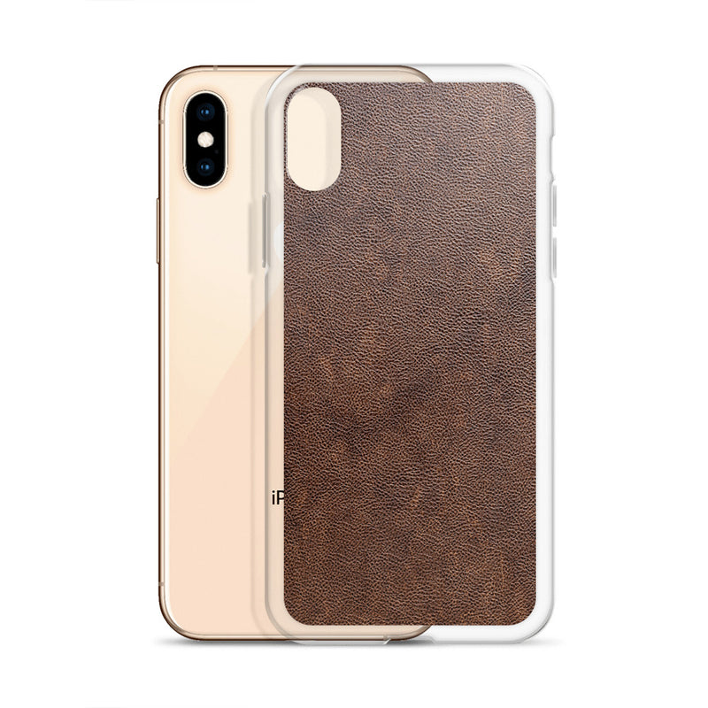 Load image into Gallery viewer, Light Brown Leather iPhone Clear Thin Case CREATIVETECH
