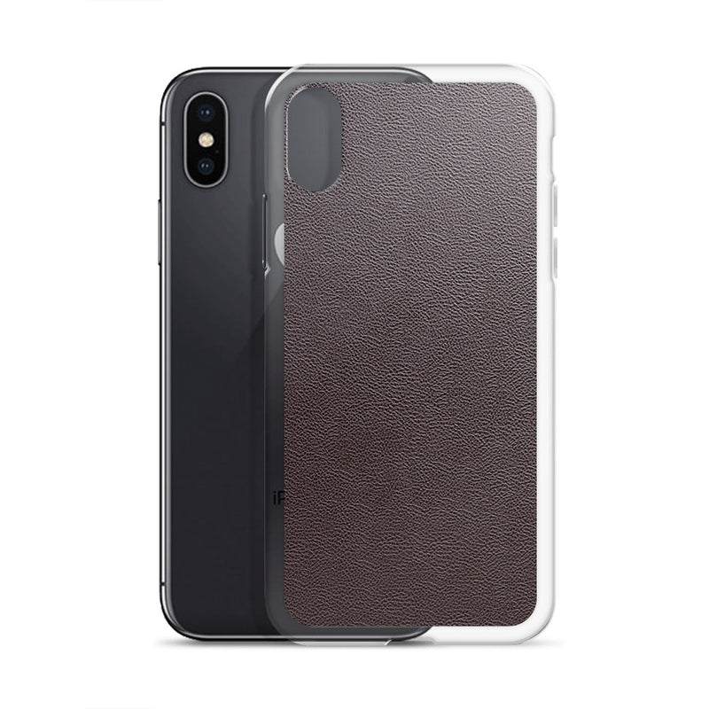 Load image into Gallery viewer, Dark Brown Leather iPhone Clear Thin Case CREATIVETECH
