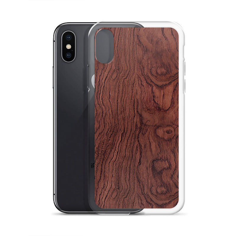 Load image into Gallery viewer, Bubinga Brown Wood iPhone Clear Thin Case CREATIVETECH
