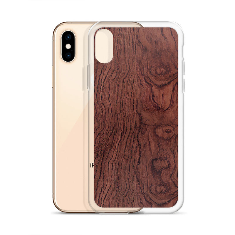 Load image into Gallery viewer, Bubinga Brown Wood iPhone Clear Thin Case CREATIVETECH
