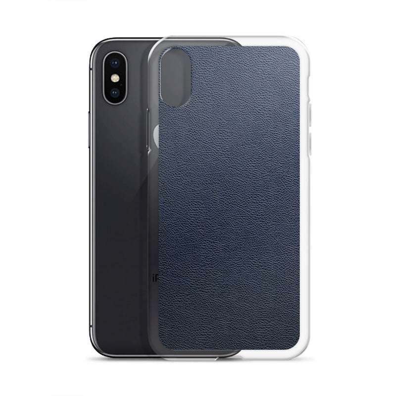 Load image into Gallery viewer, Dark Blue Leather iPhone Clear Thin Case CREATIVETECH
