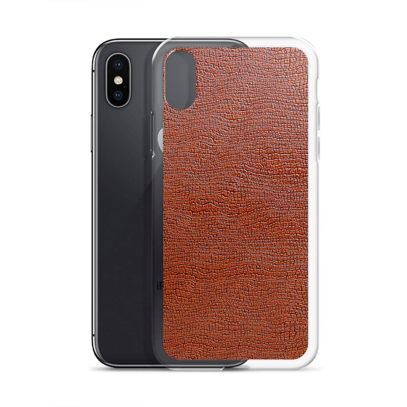 Load image into Gallery viewer, Exotic Brown Leather iPhone Clear Thin Case CREATIVETECH
