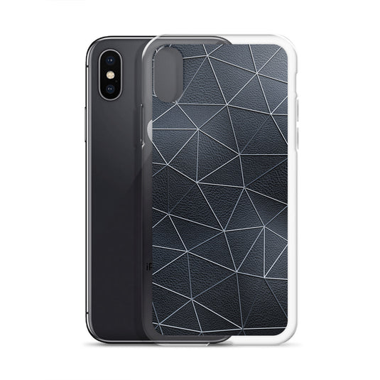 Silver Polygon Black Leather iPhone Clear Thin Case CREATIVETECH