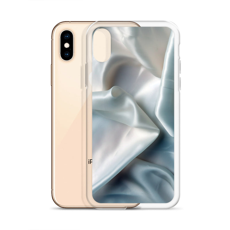 Load image into Gallery viewer, White Satin Pearl Cloth iPhone Clear Thin Case CREATIVETECH
