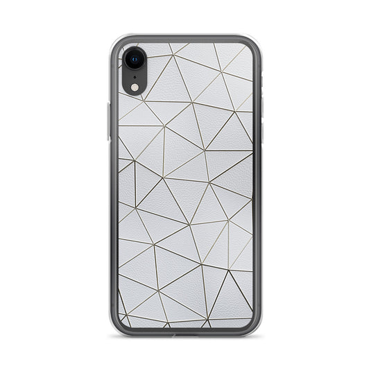 Gold Polygon White Leather iPhone Clear Thin Case CREATIVETECH