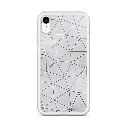 Gold Polygon White Leather iPhone Clear Thin Case CREATIVETECH