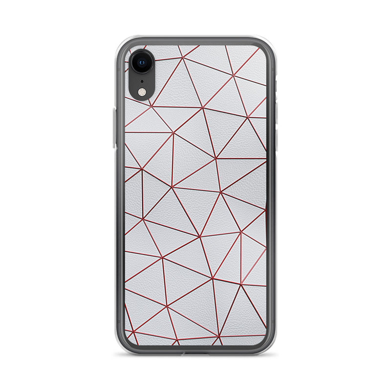 Load image into Gallery viewer, Red Polygon White Leather iPhone Clear Thin Case CREATIVETECH