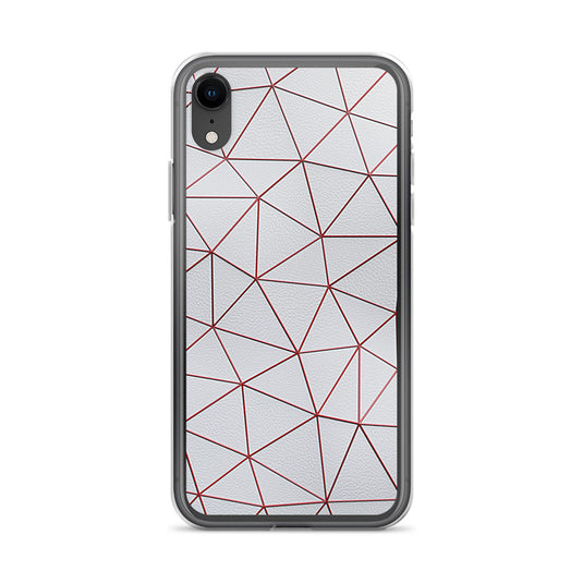 Red Polygon White Leather iPhone Clear Thin Case CREATIVETECH