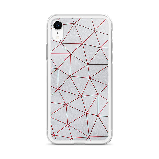 Red Polygon White Leather iPhone Clear Thin Case CREATIVETECH