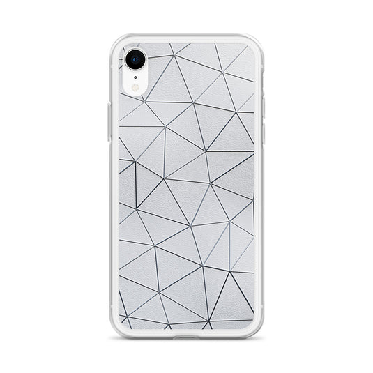 Silver Polygon White Leather iPhone Clear Thin Case CREATIVETECH