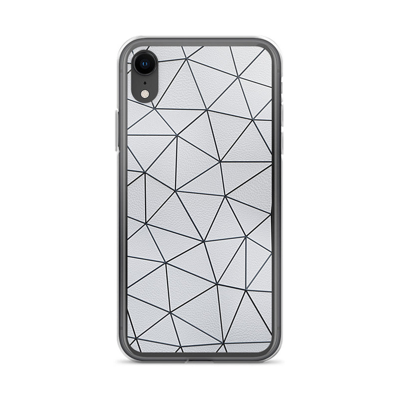 Load image into Gallery viewer, Black Polygon White Leather iPhone Clear Thin Case CREATIVETECH
