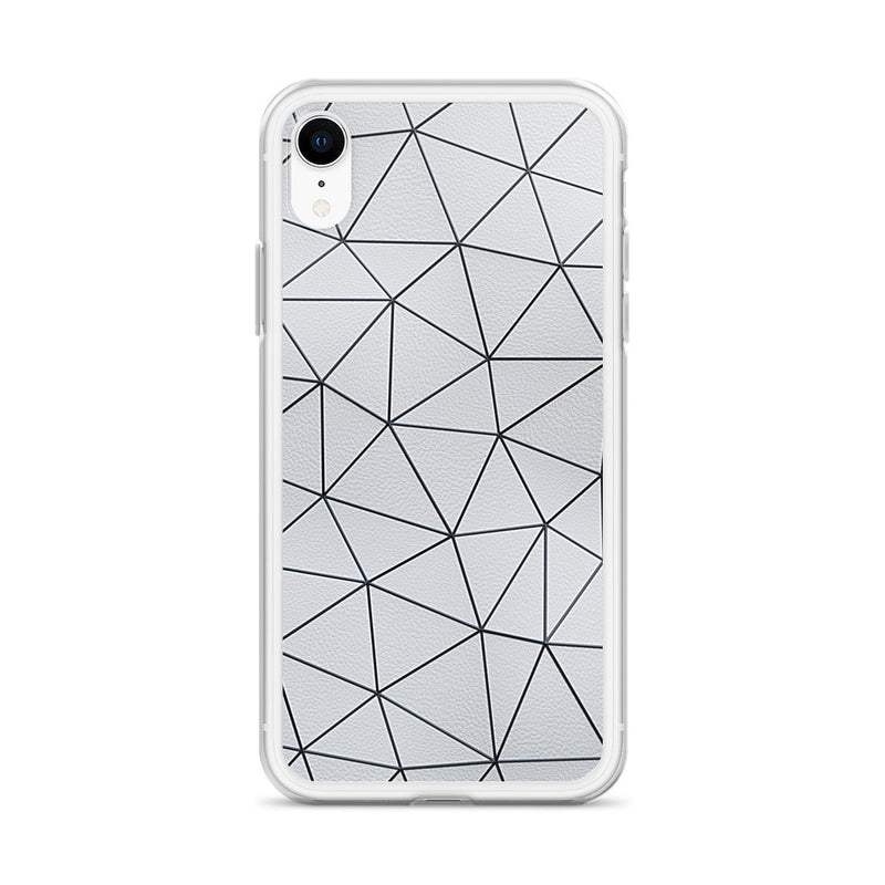 Load image into Gallery viewer, Black Polygon White Leather iPhone Clear Thin Case CREATIVETECH
