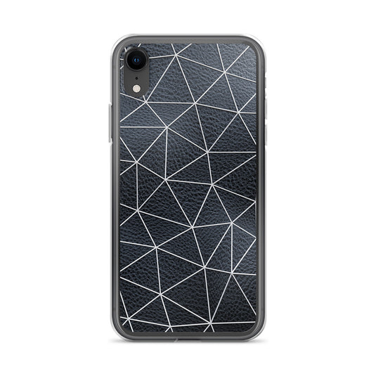 White Polygon Black Leather iPhone Clear Thin Case CREATIVETECH